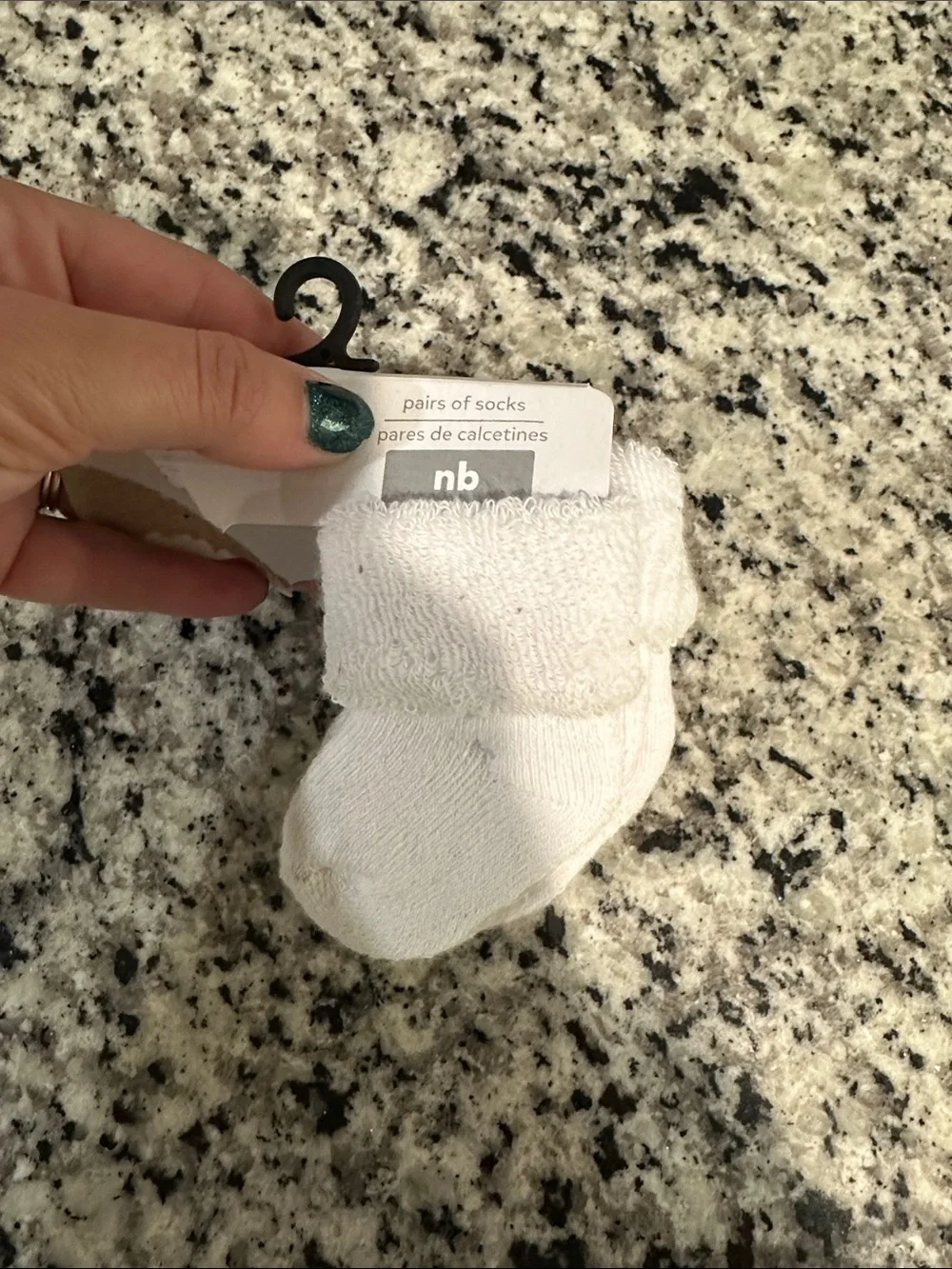 Newborn White Baby Socks - Simple Fold-Over Cuff set of 3